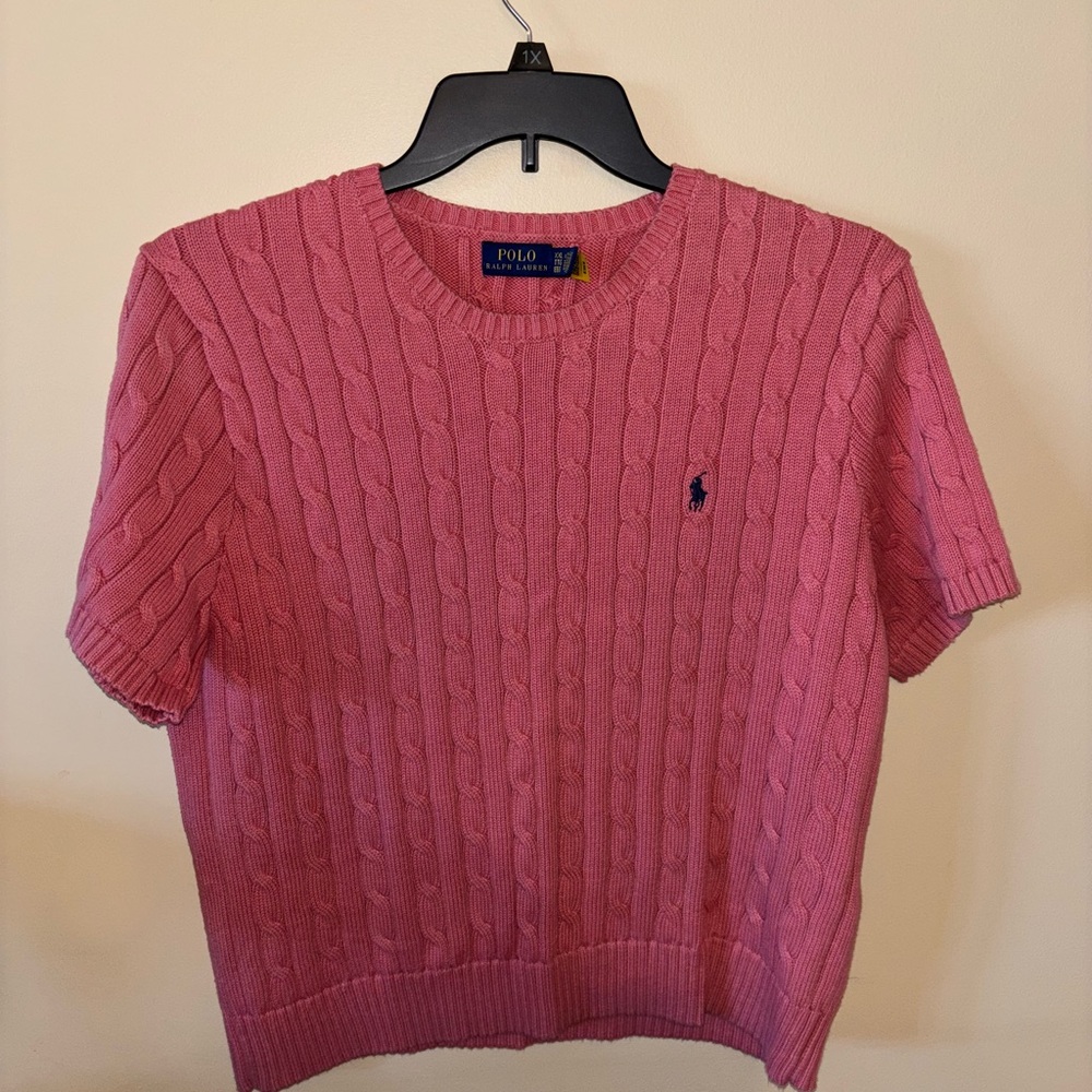 EUC Polo Ralph Lauren Pink Cable Knit Sweater. Sz. XXL